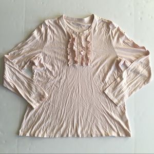 J Jill Large Long Sleeve Top Ruffle Front Henley